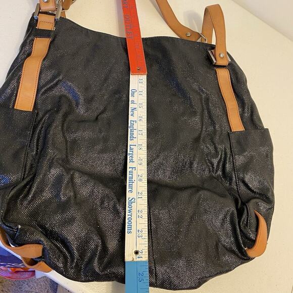 KennethCole NewYork Supple Brown Black Manmade Shoulder Tote Bag Large Boho Y2K - Picture 5 of 8